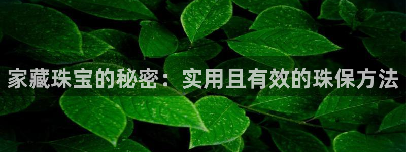 皇冠新宝5：家藏珠宝的秘密：实用且有效的珠保方法